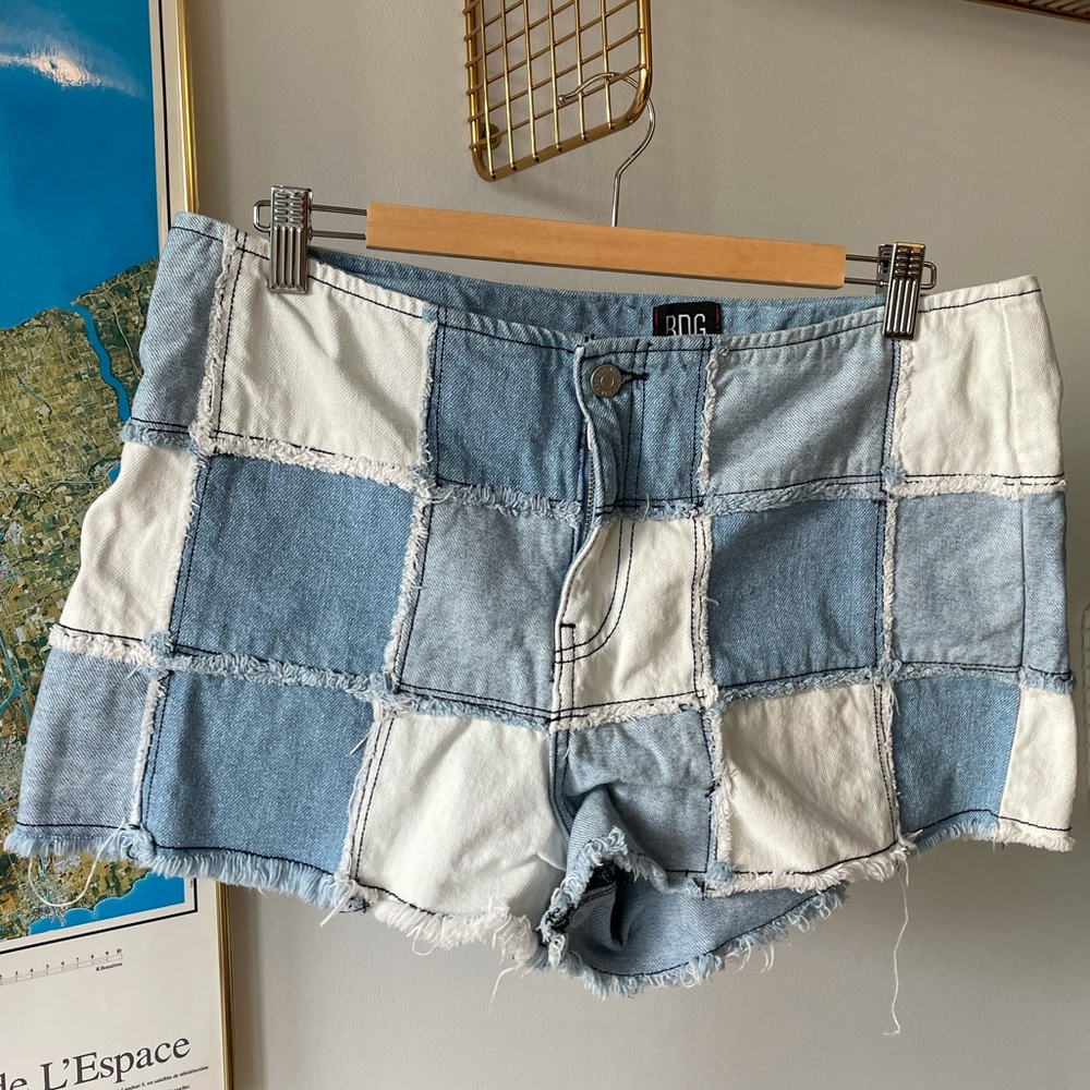 Urban Outfitters PATCHWORK DENIM MINI SHORTS